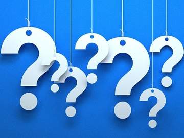 question marks on blue background